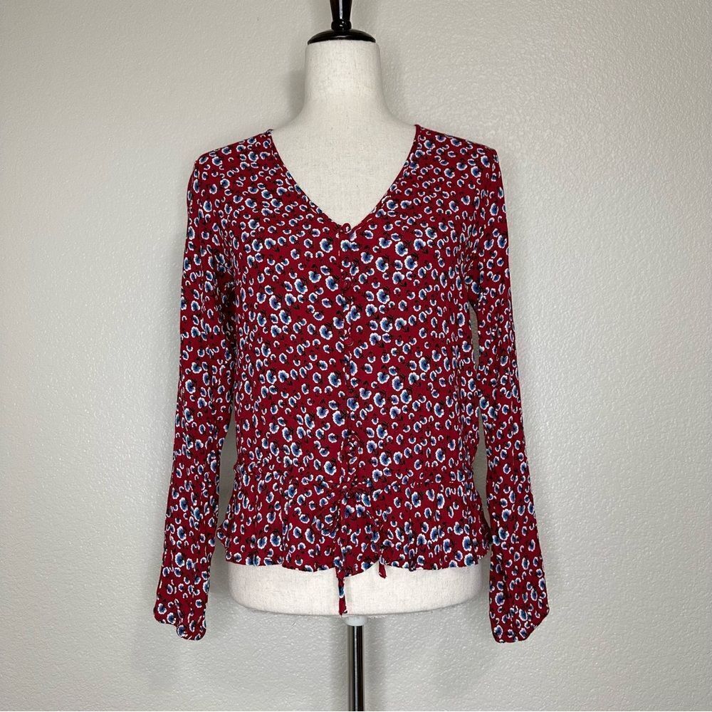 Rails Beaux Top In Red Floral Button Down Top - image 2